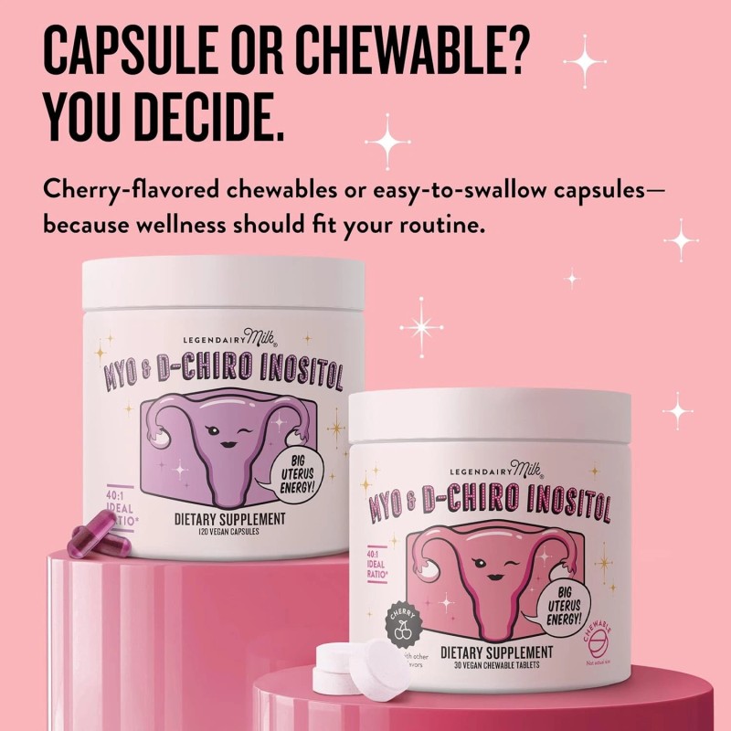 Legendairy Milk Pure Inositol Chewable Tablets Myo-Inositol & D-Chiro Hormonal