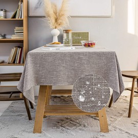 JSFLY Waterproof Cotton Linen Tablecloths Rectangle Dining Table Cloth, Wipe Clean Indoor & Outdoor Table Cover for Buffet Party and Banquets, Wrinkle Resistant（54"x70"） Gray Coffee