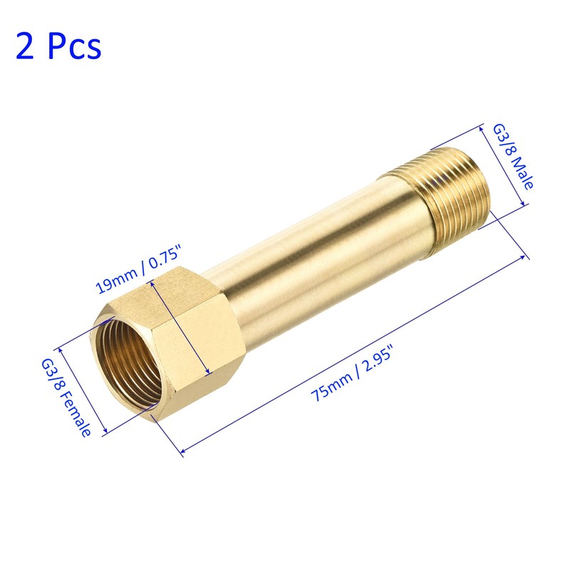M METERXITY 2PCS Extension Connector Pipe Fitting Brass Hex Coupling