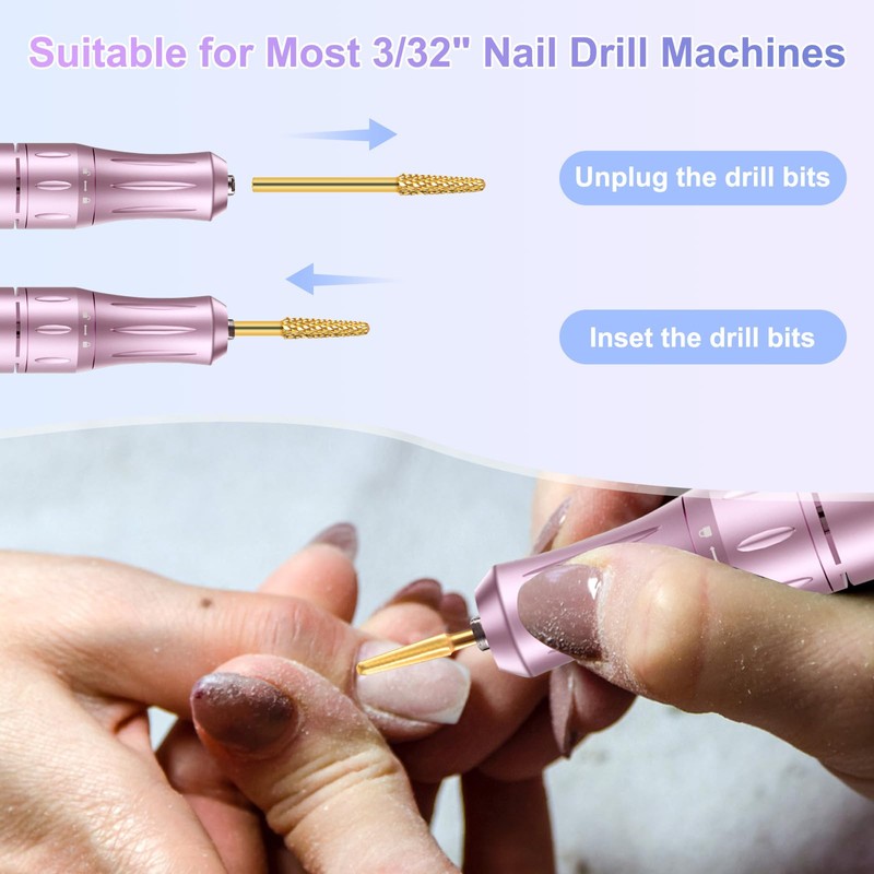 CGBE 2PCS Nail Drill Bits, Tungsten Steel Gold Drill Bit