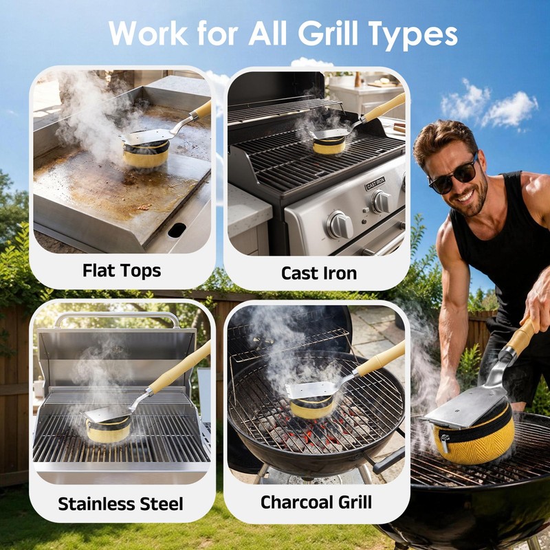 Grill Brush with 2 Replacement Head