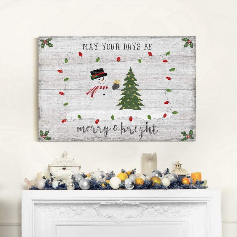 Renditions Gallery Merry & Bright Snowman Wall Art, Festive Christmas