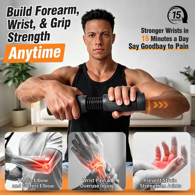 Lerpio Forearm & Wrist Trainer, Adjustable Resistance Grip Strength with