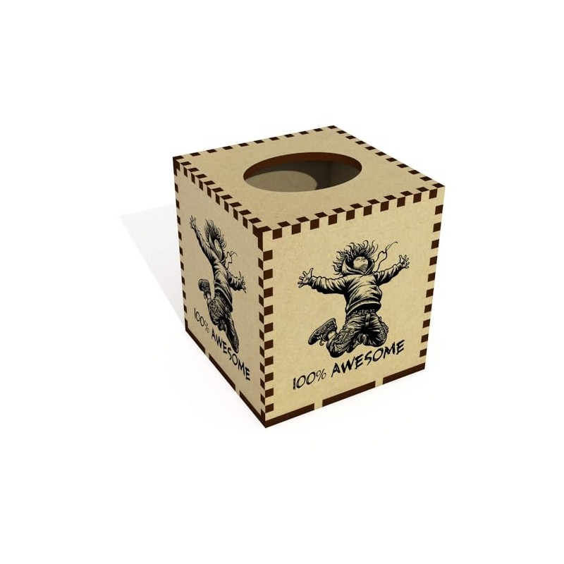 Square 'Awesome Kid' Wooden Tissue Box Cover (TB00062048)
