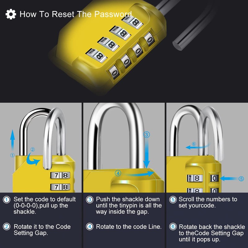 Diyife Combination Padlock, [2 Pack] 4 Digit Lock Combination, Padlock