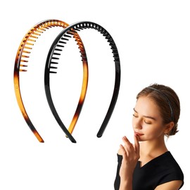 2 PCS Teeth Comb Hairband Plastic Toothed Hairbands Anti-Slip Hair Bands with Teeth Unisex Hair Hoop for Women Men Makeup Skincare Exercise Styling