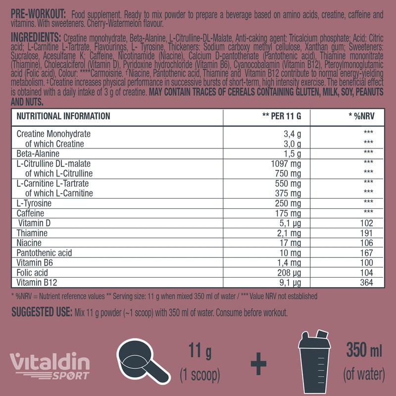 VITALDIN SPORT Energy & Performance Pre Workout - Booster with
