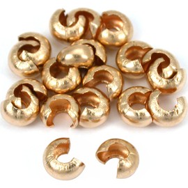 20 14K Gold Filled Crimp Bead Covers Beading Parts 4mm by FindingKing