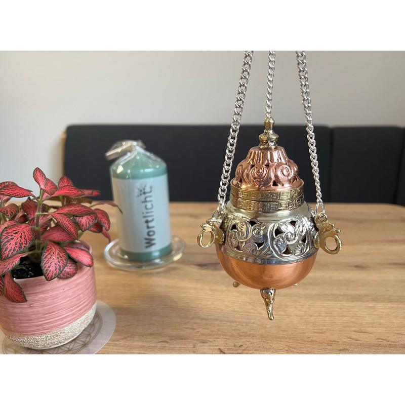 Bitto Samra Incense Burner Copper White Metal Height 13 cm