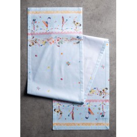 Maison d' Hermine Table Runner 37cm x 230cm 100% Cotton Decorative Washable Easter Tabletop Runner for Kitchen, Party, Wedding, Restaurant & Camping, Ibiza - Blue - Spring/Summer