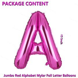 40 Inch Jumbo Pink Alphabet Mylar Foil Helium Letter Balloons Single Bridal Shower Anniversary Celebration Graduation Single Birthday Party Decorations(A Pink)