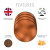 4 Set - Copper Effect Round Coasters - Metal Bronze