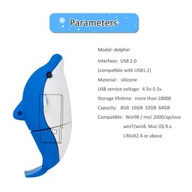 LEIZHAN Cute USB Flash Drive Character Thumb Drive for Kids Students Gift Pendrive (32GB, Dolphin)