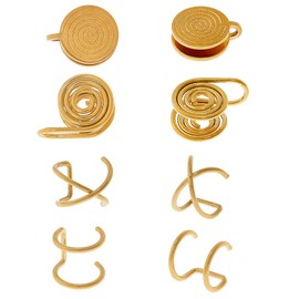 Hobbspring 4 Pairs Pressure Earrings for Keloids Stainless Steel Non-Pierced Earrings Golden Adjustable Clip Earring Cuff Earring Spiral Compression Earring for Women Men Ladies
