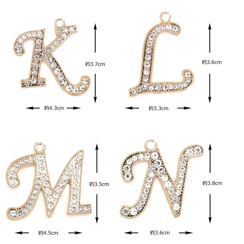 miwaki Bag Charm Initial Charm Keychain Initial Alphabet Square Chain