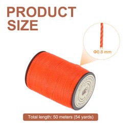 HARFINGTON Waxed Cord 0.8mm Orange Waxed Polyester Cord 54 Yards String Thread Macrame Beading Wax Cord for Bracelet Necklace Jewelry Making