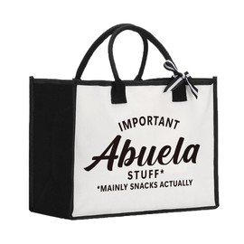 FBCCZEY Abuela Gift Christmas Mother's Day Birthday Retirement Appreciation Gifts for Grandma Grandmother, Foldable Reusable Grocery Bags With Handles, Important Abuela Stuff Tote Bag