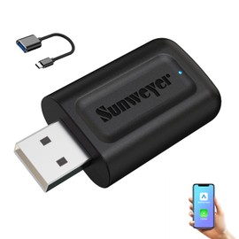 sunweyer 2024 neuester Wireless CarPlay & Android Auto Dongle 2 IN 1 Auto Connect Box, USB Type-C-Anschluss, unterstützt Online-Updates, Kabel zu Wireless Adapte