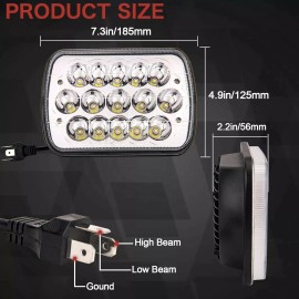 Unbranded For Jeep Cherokee XJ 1984-2001 Chrome Pair 5x7" 7x6" LED Headlights Hi/Lo Beam