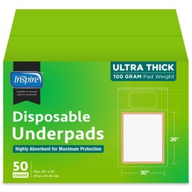 Inspire Inspire Super and Ultra Absorbent Disposable Bed Pads (30" X 36" Pack of 50)