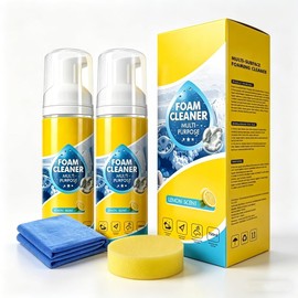 4-in-1 Multi-Enzyme Foam Spray Cleaner, Multipurpose Foam Cleaner for Car Interior Kitchen Bathroom Sofa, Deep Cleaning Foam Spray with Lemon Fresh Scent (1)