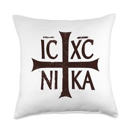 Holy Eastern Christian Orthodox Cross Christogram IC XC NIKA Throw Pillow
