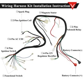 PRO BAT ATV Electric Wiring Harness 6-Pin AC CDI 4-Wire Rectifier