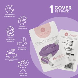 Snugell CPAP Hose Cover – 6ft Tubing Wrap in Purple – Compatible with ResMed, Fisher & Paykel, and Other Brands – Ultra-Soft Full Zippered Fleece CPAP Tube Cover for Insulation and Protection