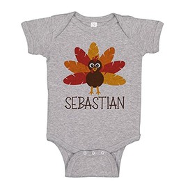 TATY Kids Turkey Sebastian Baby Infant One Piece Bodysuit 6 Months Heather Grey