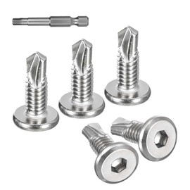 Dayalo Pack of 40 Self-Tapping Screws, Stainless Steel Flat Head Allen Screws Drilling Screws, Self Tapping Screws M5.5 x 16 mm, with Hexagon Socket Drill