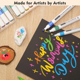 PENTRISTA Acrylic Paint Pens Markers of 24 Colors, Acrylic Paint Markers Medium Tip Point Markers for Rock Painting,Wood,Canvas,Stone,Glass,Ceramic Surfaces, DIY Crafts Making Art Supplies