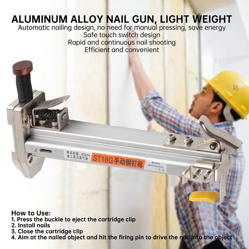 Manual Nailer Woodworking Slotted Steel Nail Gun Furniture Flooring Nailing