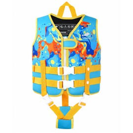 Gogokids Toddler Swim Vest, Kids Float Jacket with Dual Adjustable Strap, Child Swimming Pool Vest for 2-8 Years Swimming Learning