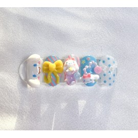 [Premium handmade embossed nails] Angel dog nails - Almond Egg / [프리미엄 수제 엠보 네일] 엔젤 강아지 네일 - 아몬드에그