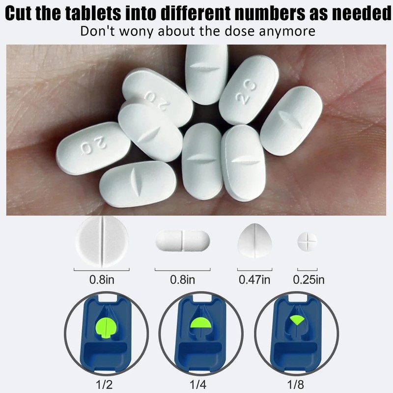 1 Piece Tablet Divider, Adjustable Pill Cutter, Portable 2-in-1 Pill