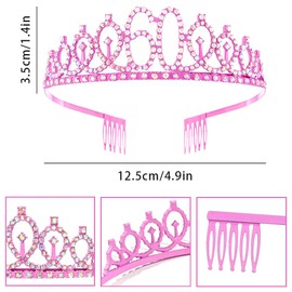 Pink 60th Birthday Crown and Sash Girls 60th Birthday Decoration Rhinestone Birthday Tiara Princess Crown Queen Tiara Birthday Sash Girls 60th Birthday Decoration Party Clothing Accessories