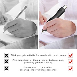 Afoxon 14pcs Big Fat Pens Aids Writing For Tremor, Arthritis, Parkinson, Handicap, Carpal Tunnel Large Wide Grip Pens (4Blue Body)