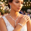 Aukmla Rhinestone Wedding Prom Jewelry Sets Silver Diamond Necklaces and