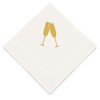 Weddingstar 3-Ply Gold Foil Cocktail Napkins White - Champagne Flutes