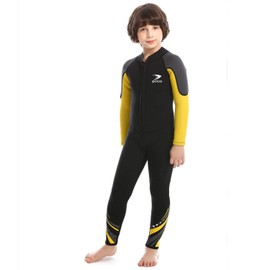 ZCCO Kids Wetsuit,2.5mm Neoprene Diving Suit for Teens,Full Body Swimsuit for Boys and Girls,Long Sleeve One Piece Wet Suit Perfect for Swimming, Surfing, and Water Sports (Black, M)