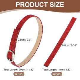 uxcell 3 Pair Replacement Ankle Strap for Heels Detachable Shoe Straps PU Leather Shoe Band, Frosted Shiny Red