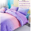 URBONUR Girls Comforter Set Twin 6PCS Gradient Purple Orange Glitter