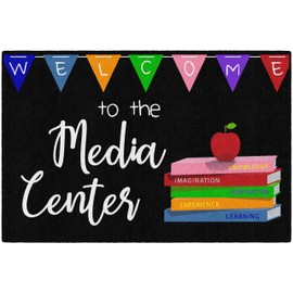 Flagship Carpets Media Center Childrens Classroom Learning Entryway or Home Door Mat or Small Area Rug, 2' x 3', Rectangle, Black/Multi