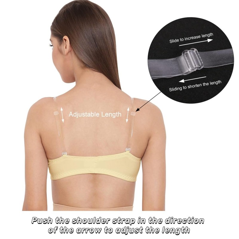 Clear Bra Straps, 4-Pairs Invisible Adjustable Shoulder Strap, Non-Slip Max