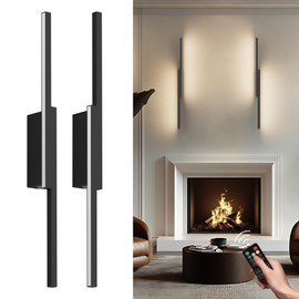 Aipsun Symmetrical Black Battery Operated Wall Sconce Set of 2, 10,000mAh Rechargeable Wall Sconce Lighting Dimmable Wireless Wall Lights for Living Room,Bedroom (2 Pack)