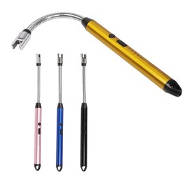 Custom Extra Long Electric Lighter, USB Rechargeable Candle Lighter, Reusable Electric Lighter with Charger for Indoor and Outdoor, Camping Essential for Men and Women, Engravable Designs (Gold)