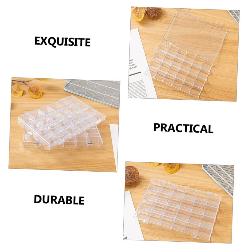 Ipetboom 2Pcs Transparent Nail Art Organizer Boxes with Compartments Storage
