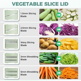 Lienffy Salad Spinner Large-5.3 Qt Vegetables Fruits Wash Spinner Bowl,Lettuce Spinner Dryer with 5 Blades,Strainer Slicer Shredder Egg Yolk for Kitchen Colander,Pasta and Fries Spinner-Green