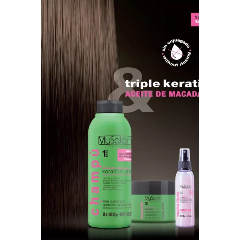 Mysalon Kit Keratina 3x Shampoo + Mascarilla + Keratina Liquida