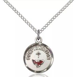 Bliss Sterling Silver Confirmation w/ Dove Medal Pendant Necklace 18" Chain GiftBox